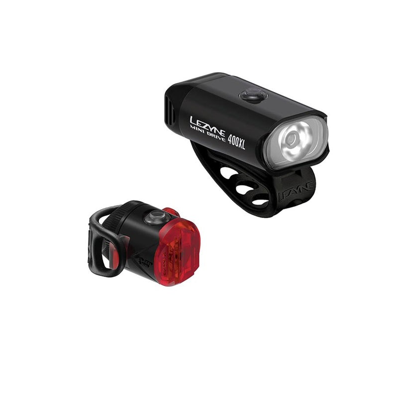 Load image into Gallery viewer, Lezyne Mini Drive 400XL / Femto USB, Light, Front and Rear, Black, Set
