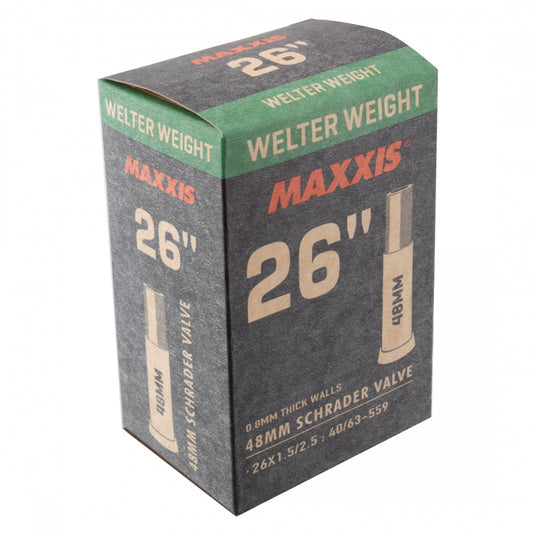 Maxxis Welter Weight Tube 0.8mm, Schrader, Removable, Length: 48mm, 26'', 1.50-2.50, 165g