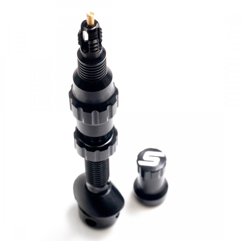 Load image into Gallery viewer, Stan's Tubeless Exo-Core Valve Stems - Alloy, Tall, Black, Pair
