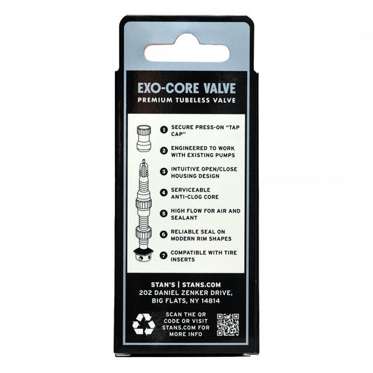 Stan's Tubeless Exo-Core Valve Stems - Alloy, Tall, Black, Pair
