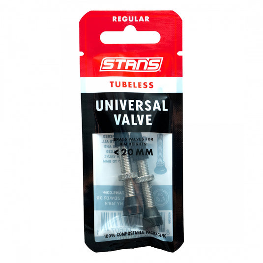 Stan's Tubeless Universal Valve Stems - Brass, Regular, 20mm, Pair