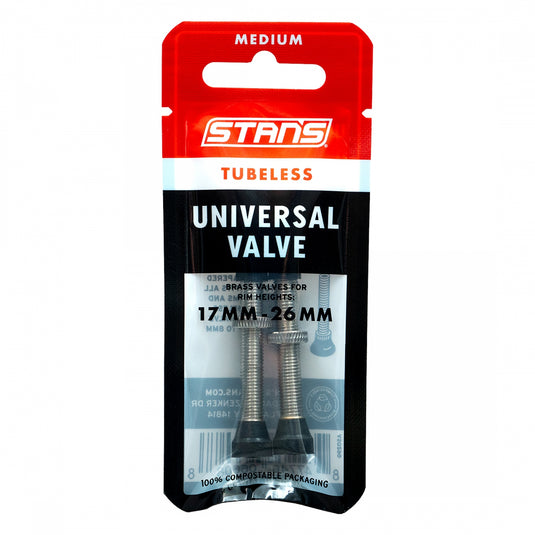 Stan's Tubeless Universal Valve Stems - Brass, Medium, 25mm, Pair