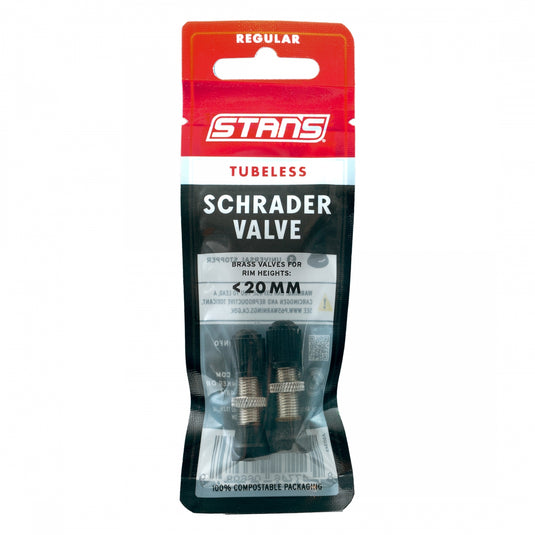 Stan's Tubeless Universal Valve Stems - Brass, Regular, Schrader, Pair