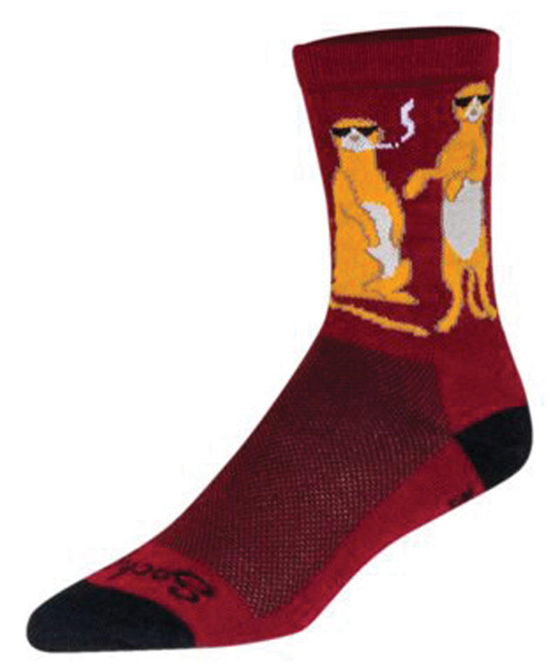 Load image into Gallery viewer, SockGuy Crew Kool Kats Socks - 6", Burgundy, Small/Medium

