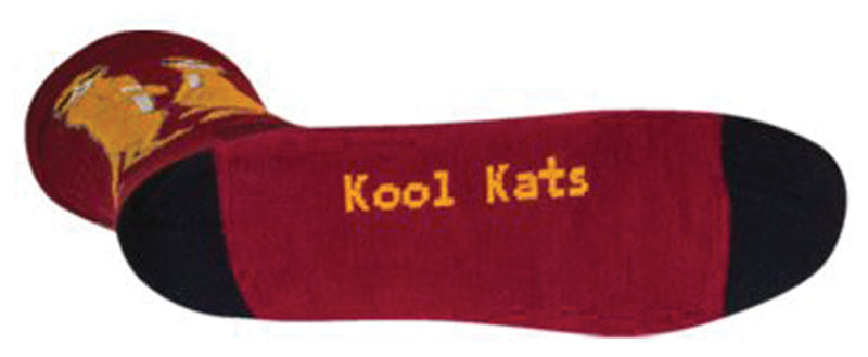 Load image into Gallery viewer, SockGuy Crew Kool Kats Socks - 6", Burgundy, Small/Medium
