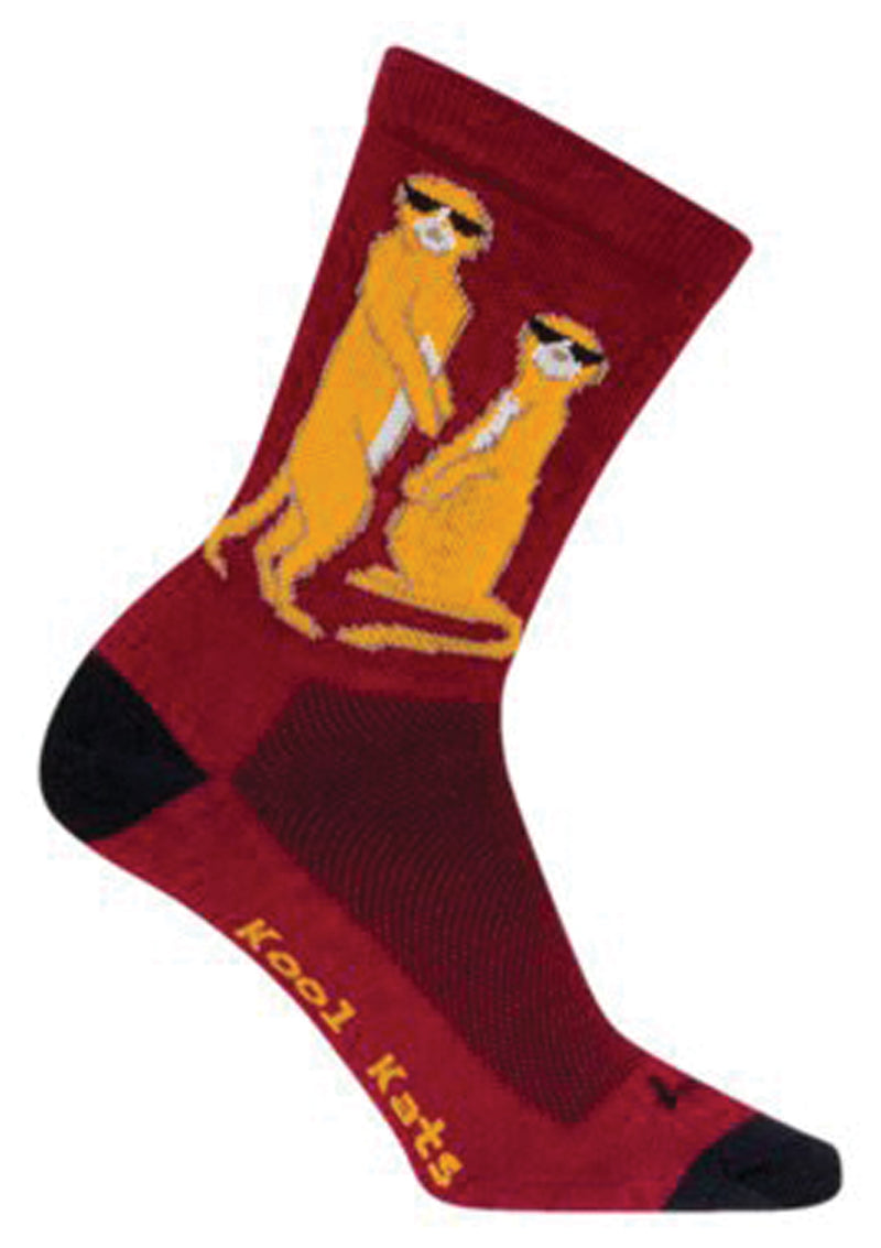 Load image into Gallery viewer, SockGuy Crew Kool Kats Socks - 6", Burgundy, Small/Medium
