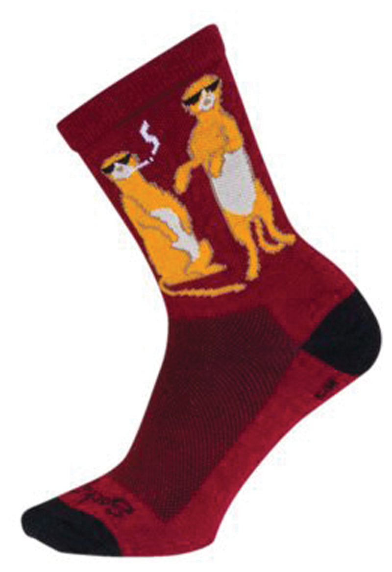 Load image into Gallery viewer, SockGuy Crew Kool Kats Socks - 6", Burgundy, Small/Medium
