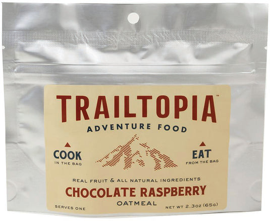 Trailtopia Oatmeal Raspberry Chocolate Oatmeal Meals - Delicious and Nutritious Trail Food for Outdoor Adventures