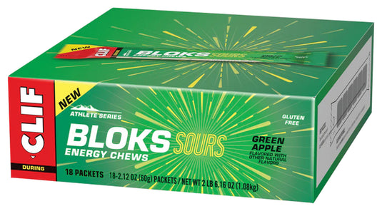 Clif Bloks Sours Chews Green Apple, 18pcs Pack of  18
