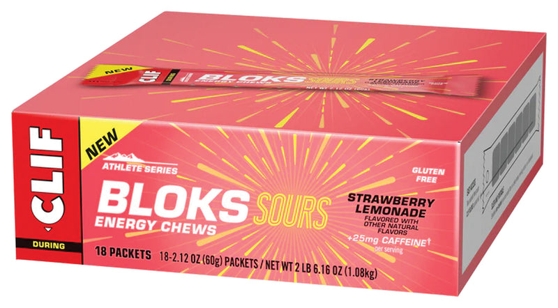 Load image into Gallery viewer, Clif Shot Bloks - Sour Strawberry Lemonade, with 25mg Caffeine, Box of 18 Pack of  18
