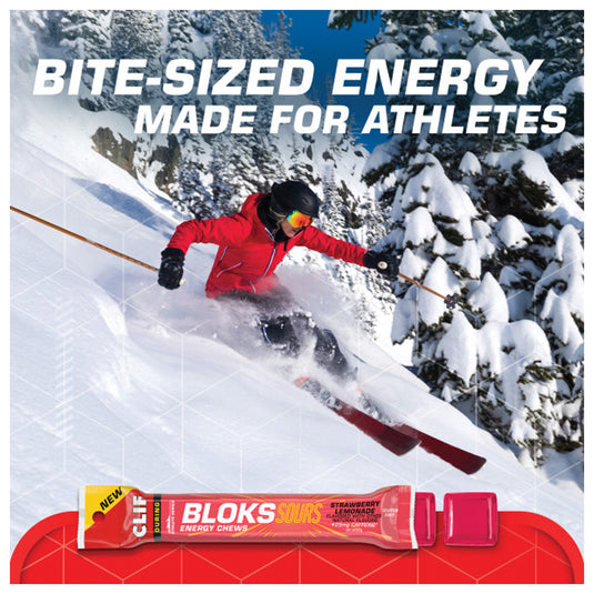 Clif Shot Bloks - Sour Strawberry Lemonade, with 25mg Caffeine, Box of 18 Pack of  18