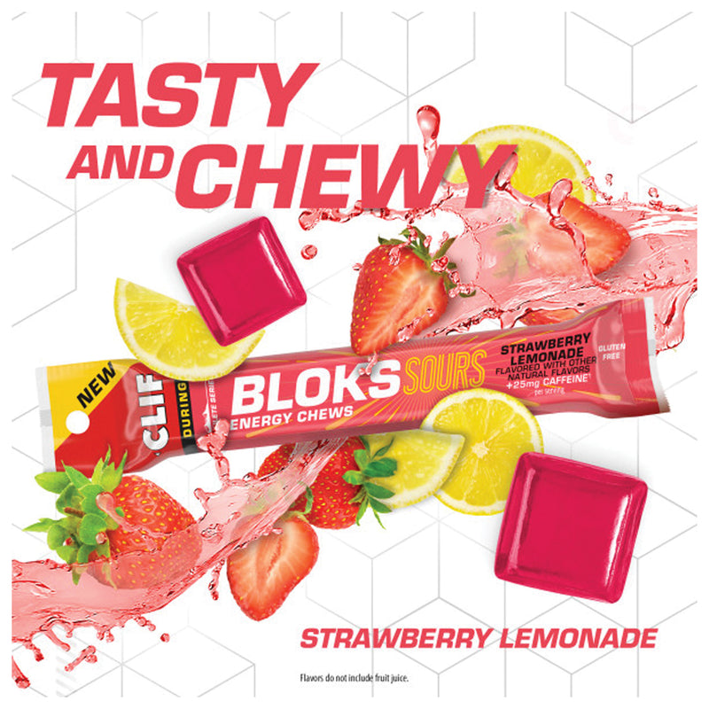 Load image into Gallery viewer, Clif Shot Bloks - Sour Strawberry Lemonade, with 25mg Caffeine, Box of 18 Pack of  18
