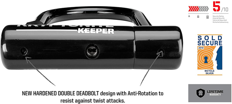 Load image into Gallery viewer, Kryptonite Keeper U-Lock 3.25 x 6" Keyed Black Includes 2 Keys &amp; Bracket
