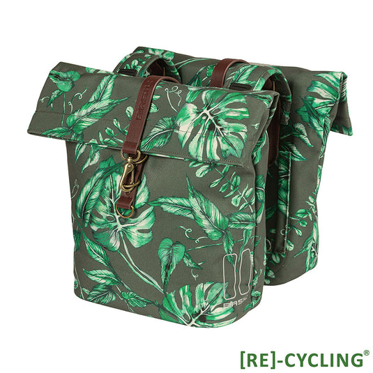 Basil-Ever-Green-Double-Pannier-Bag-Panniers-Reflective-Bands-Canvas-PANR0243-Road-Touring-Panniers
