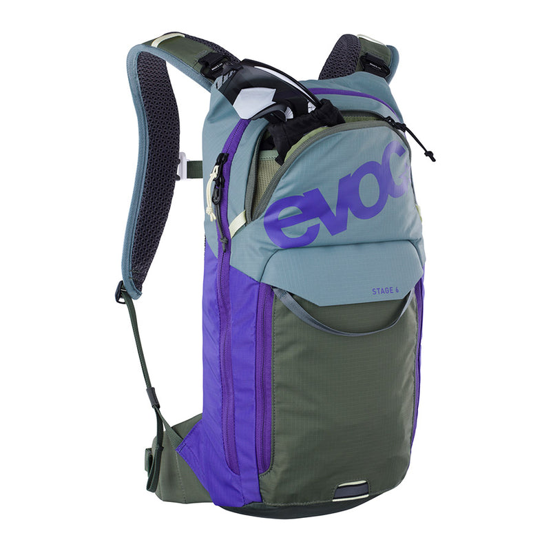 Load image into Gallery viewer, EVOC Stage 6 + 2L Bladder Hydration Bag, Volume: 6L, Bladder: Included (2L), Steel/Violet/Dark Olive
