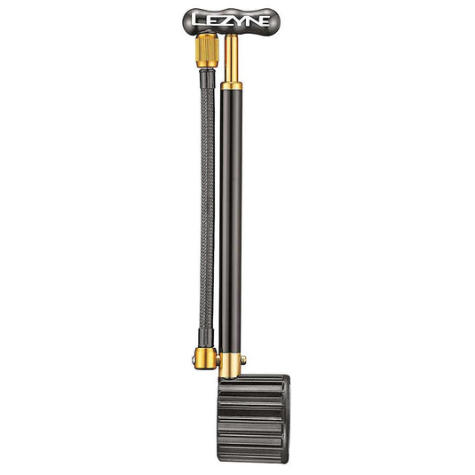 Lezyne Shock Drive Pump with Braided Hose and 400psi Gauge, Black