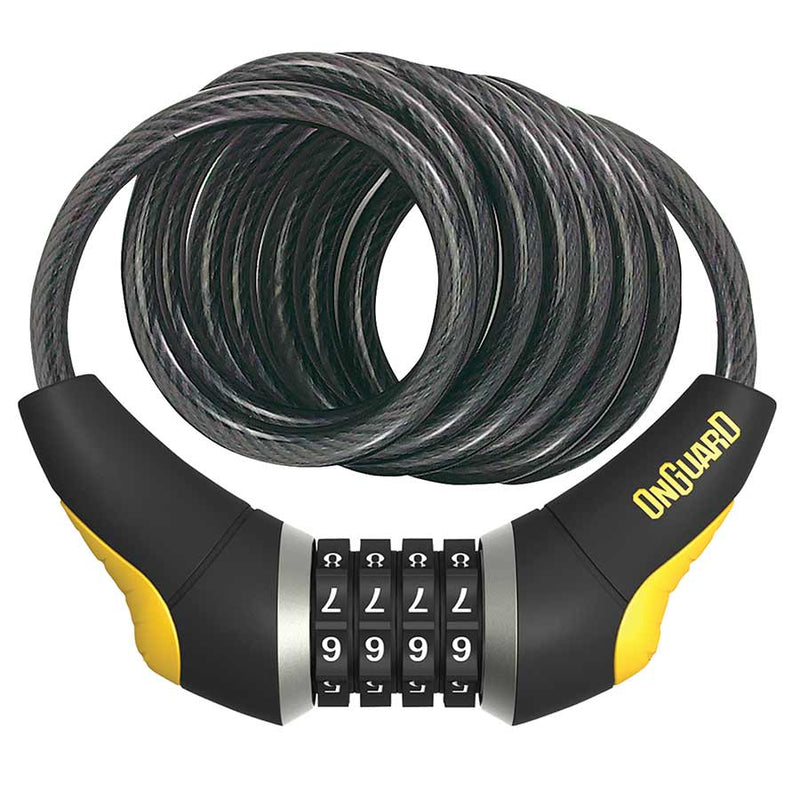 Load image into Gallery viewer, OnGuard Doberman Combination Cable Lock 6' x 10mm Diameter Gray Coiled Cable
