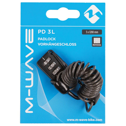M-Wave PD 3 L Anti-Theft cable with combination lock, 3x1200mm