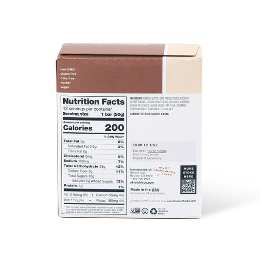 Skratch Labs Anytime Energy Bars, Cinnamon and Oatmeal, 12pcs
