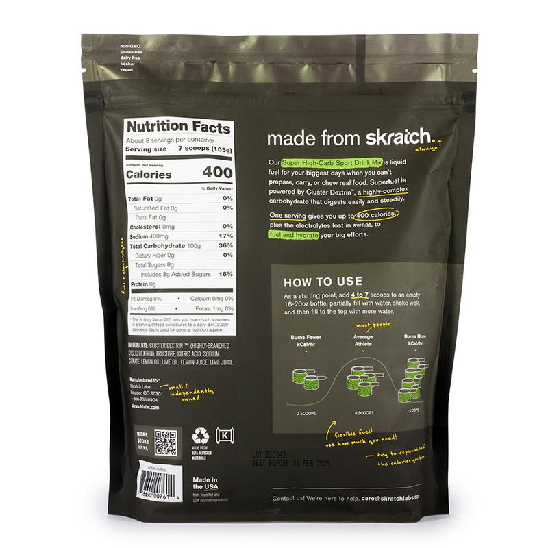 Load image into Gallery viewer, Skratch Labs Super High-Carb Sport Drink Mix - Lemon and Lime, 16 Serving Pouch
