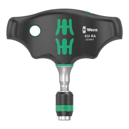 Wera 416 RA T-Handle Screwdriver - Ratchet Function, Rapidaptor Quick-Release Chuck