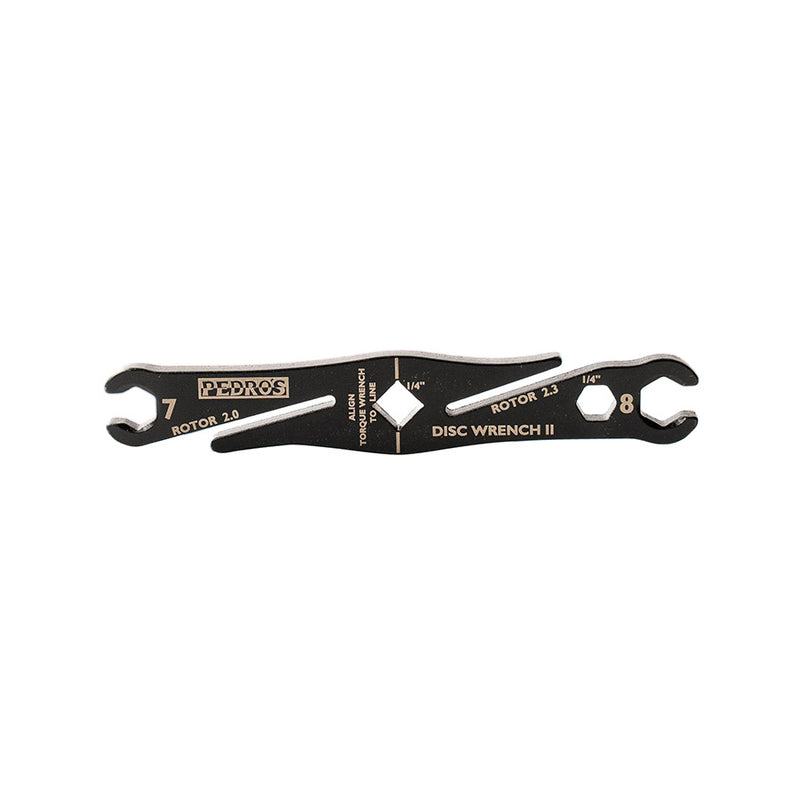Load image into Gallery viewer, Pedros Disc Wrench II 7 &amp; 8mm flare wrenches plus two rotor truing slots

