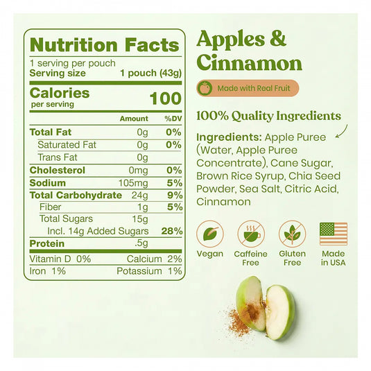 Huma Chia Energy Gel Box of 24 Energy Apple Cinnamon Box of 24