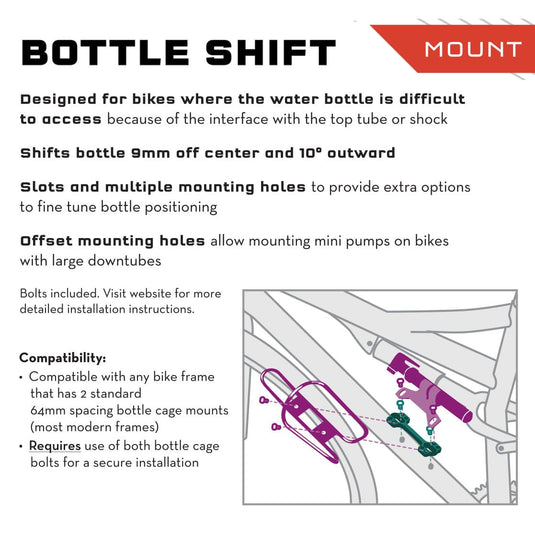 Wolf Tooth B-RAD Bottle Shift Offset 24g 6061 Aluminum Alloy Slots Pump Mount