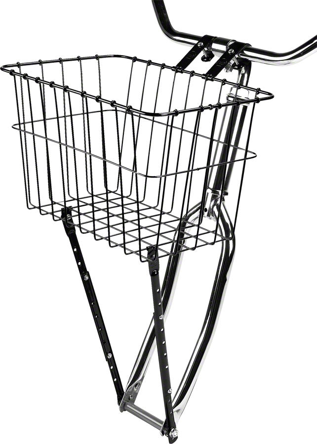 Load image into Gallery viewer, Wald-Front-Mount-with-Legs-Basket-Black-Steel-BG0026-Bicycle-Baskets
