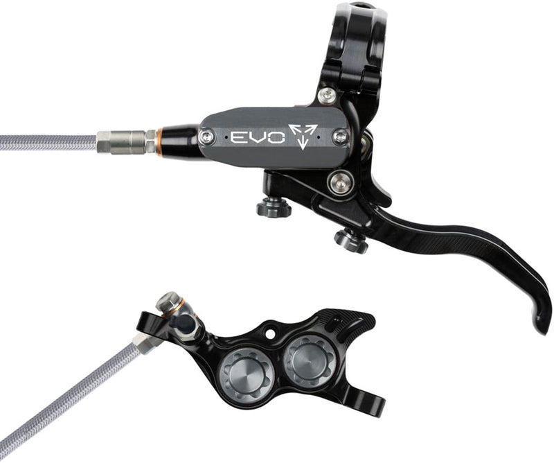 Load image into Gallery viewer, Hope EVO TR4 Disc Brake and Lever Set - Left Hand, Post Mount, 4-Piston, Braided Hydraulic Hose, Black/Smoke
