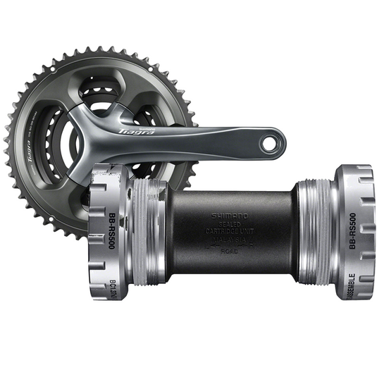 Shimano Road Cycling Bundle: BB-RS501 Hollowtech II Bottom Bracket & Tiagra FC-4703 10-Speed Crankset