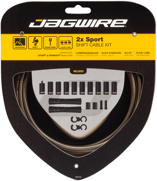 Jagwire-2x-Sport-Shift-Cable-Kit-Shift-Cable-and-Housing-Sets-Bicycle-Shift-Cable-and-Housing-Sets