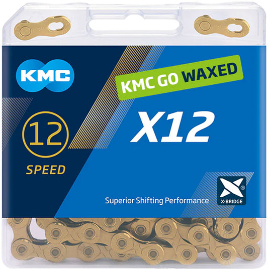 KMC X12 Waxed Chain - 12-Speed, 126 Links, Ti Gold