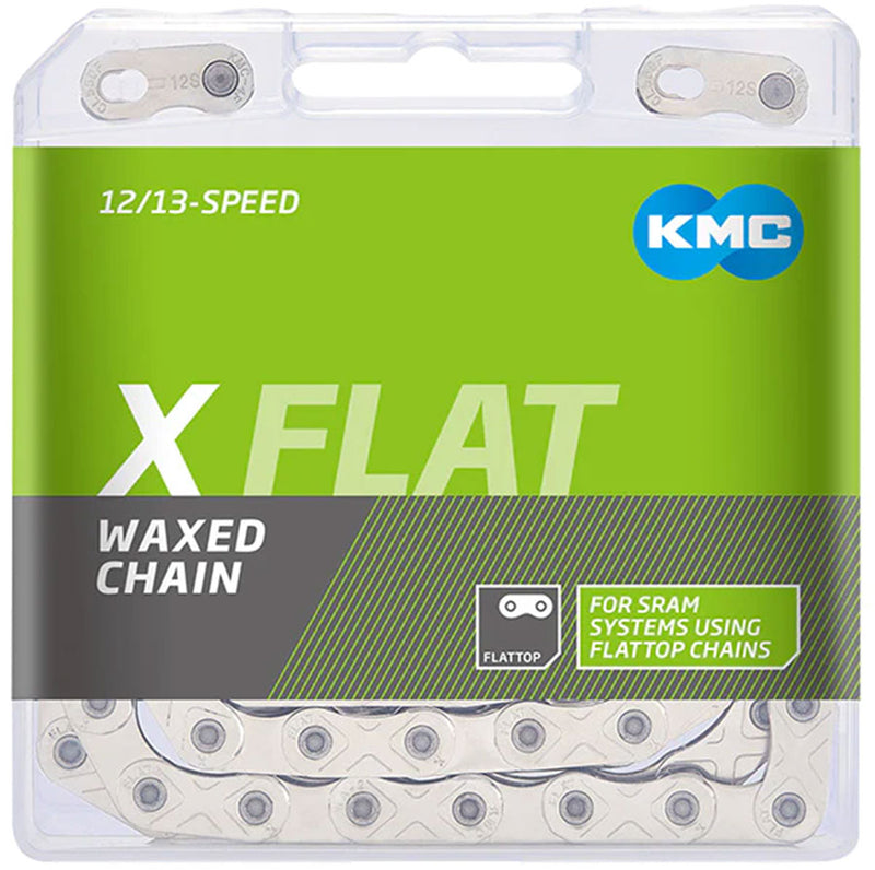 Load image into Gallery viewer, KMC X-Flat Waxed Chain - 12/13-Speed, 126 Links, Compatible with SRAM T-Type and AXS Systems, Silver
