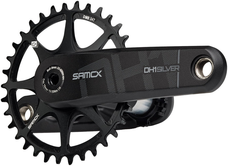 Load image into Gallery viewer, Samox Silver DH-1 Crankset - 155mm, 3-Bolt Direct Mount 34t Chainring, 28.99mm (DUB Type) Spindle, Black

