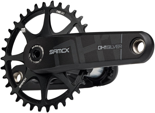 Samox Silver DH-1 Crankset - 155mm, 3-Bolt Direct Mount 34t Chainring, 28.99mm (DUB Type) Spindle, Black
