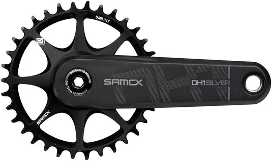 Samox Silver DH-1 Crankset - 160mm, 3-Bolt Direct Mount 34t Chainring, 28.99mm (DUB Type) Spindle, Black