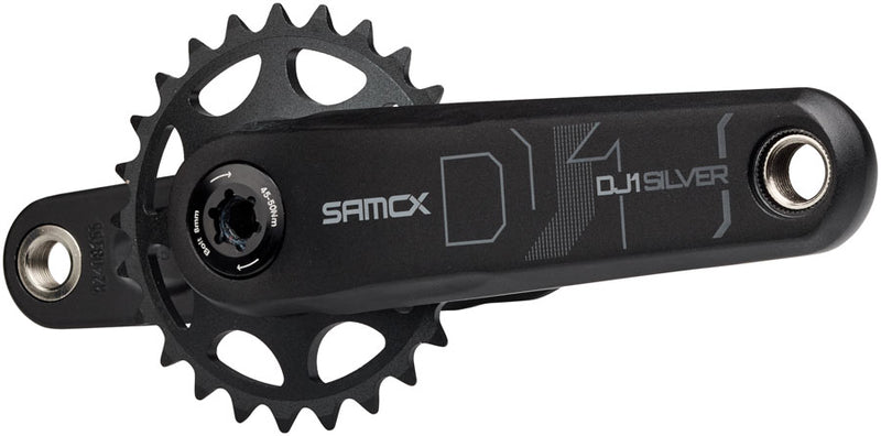 Load image into Gallery viewer, Samox Silver DJ-1 Crankset - 155mm, 3-Bolt Direct Mount 25t Chainring, 24mm Chromoly Spindle, Black
