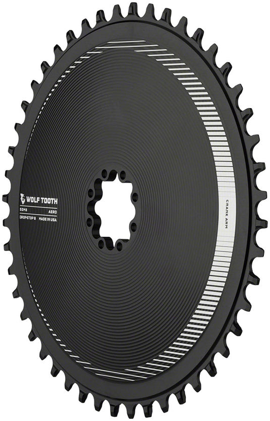 Wolf Tooth Aero Direct Mount Chainring - 52t, Direct Mount SRAM 8-Bolt, Drop-Stop B, Black