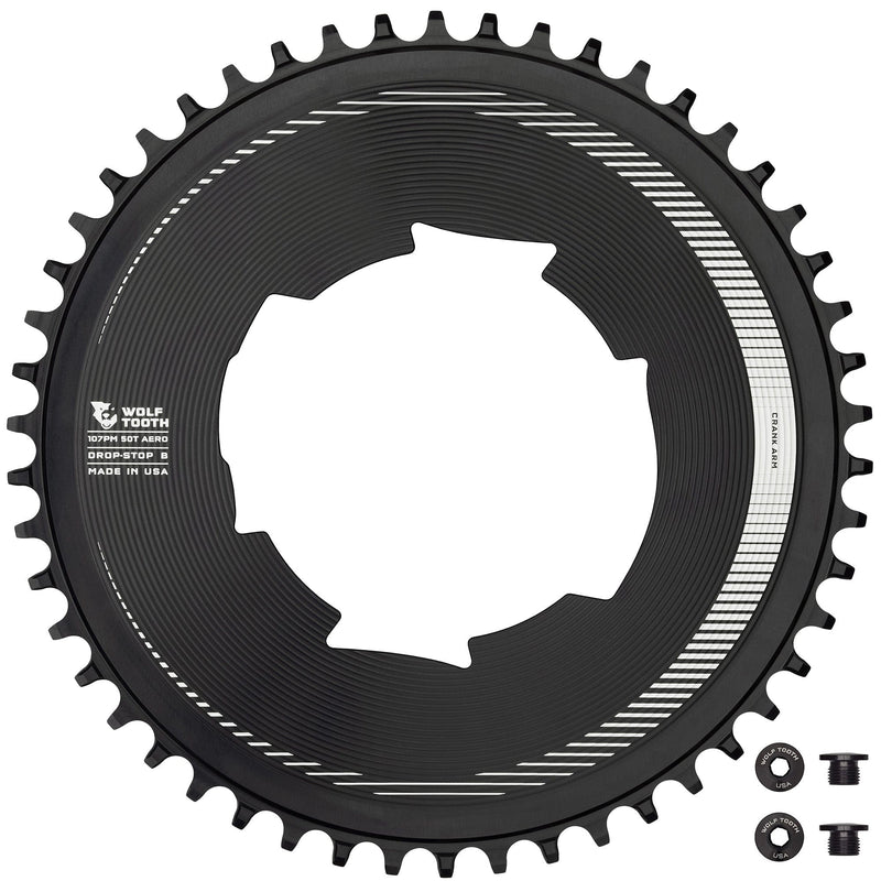 Load image into Gallery viewer, Wolf Tooth Aero 107 BCD Chainring - 48t, Optimized for SRAM Eagle and Flaptop Chains, Drop-Stop B, Black
