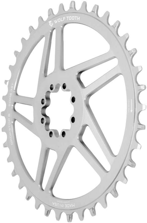 Load image into Gallery viewer, Wolf Tooth Direct Mount Chainring - 38t, SRAM Direct Mount, Drop-Stop B, For SRAM 8-Bolt Cranksets, 6mm Offset, Raw

