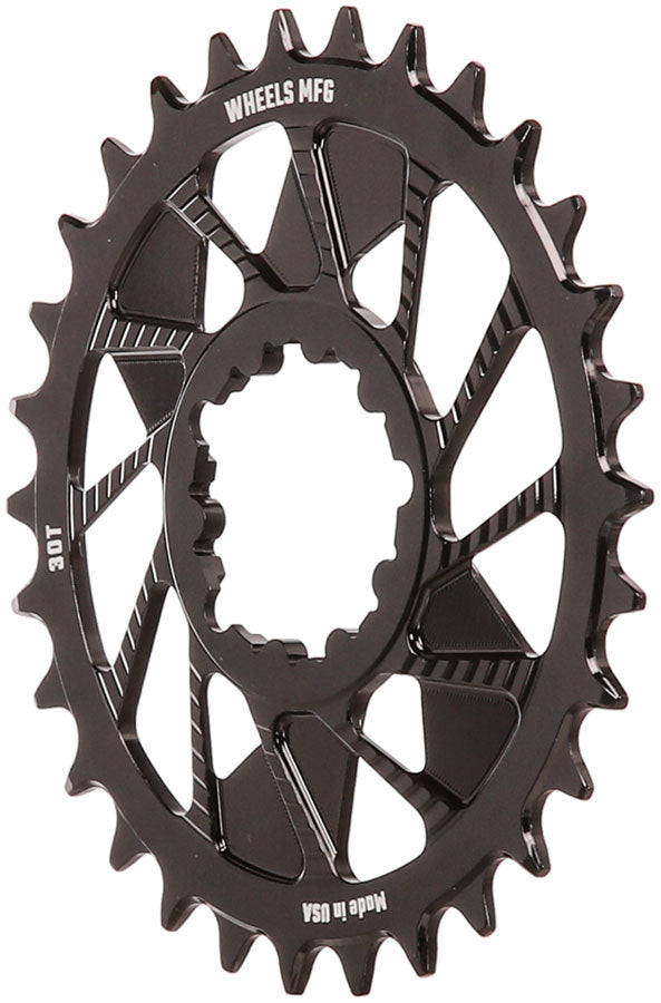 Load image into Gallery viewer, Wheels Manufacturing Direct Mount Chainring - 30t, SRAM 3-Bolt Direct Mount, 3mm Offset, T-Type Chain Compatible, Black

