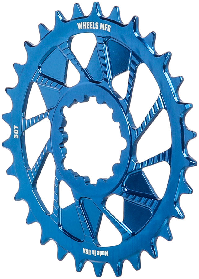 Load image into Gallery viewer, Wheels Manufacturing Direct Mount Chainring - 30t, SRAM 3-Bolt Direct Mount, 3mm Offset, T-Type Chain Compatible, Blue
