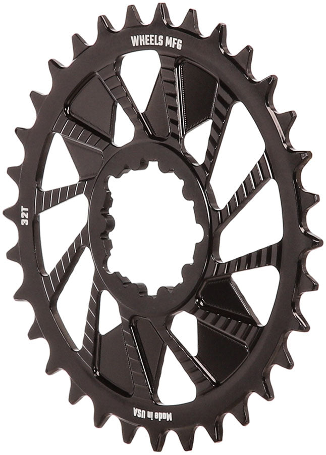 Load image into Gallery viewer, Wheels Manufacturing Direct Mount Chainring - 32t, SRAM 3-Bolt Direct Mount, 3mm Offset, T-Type Chain Compatible, Black
