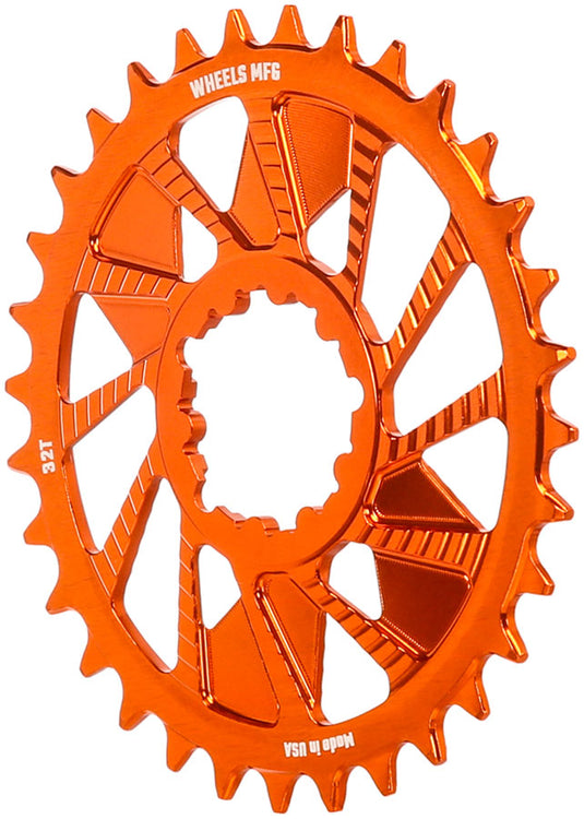 Wheels Manufacturing Direct Mount Chainring - 32t, SRAM 3-Bolt Direct Mount, 3mm Offset, T-Type Chain Compatible, Orange