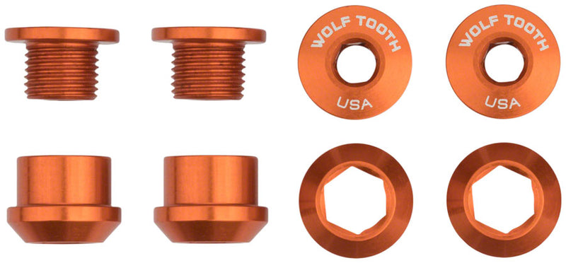 Load image into Gallery viewer, Wolf Tooth 1x Chainring Bolt Set - 6mm Aluminum, Dual Hex, Orange
