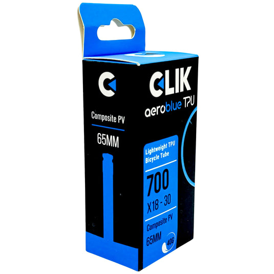 Premium AeroBlue TPU Tube & Clik Valve Bundle 700c Road Bike Tubes, Low Rolling Resistance