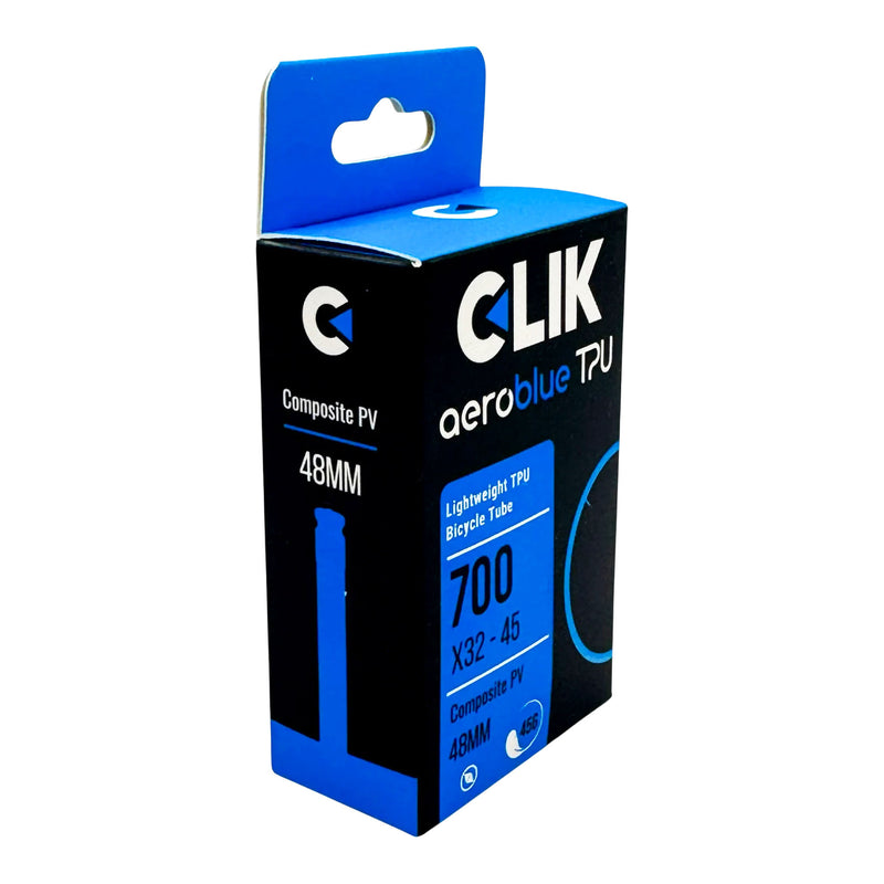 Load image into Gallery viewer, High-Performance TPU AeroBlue Clik Valve Tubes 700x32-45mm | Durable, Puncture-Resistant, Heat-Tested Cycling Tubes

