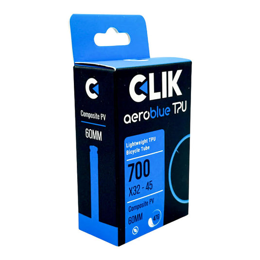 Clik AeroBlue TPU Tubes with Reinforced Valve & Clik Valve for 700c Road Bikes Low Resistance, Puncture-Resistant, Heat-Tested Performance