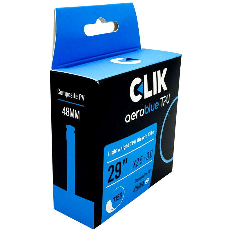 Load image into Gallery viewer, 29x2.5-3.0 TPU AeroBlue Clik Valve Bicycle Tubes | Low Resistance, Puncture-Resistant, Heat Tested
